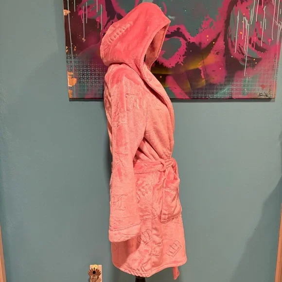 NEW Pink Juicy Couture Logo Pink Robe NWOT Velour Large/X-large XL - Picture 3 of 13